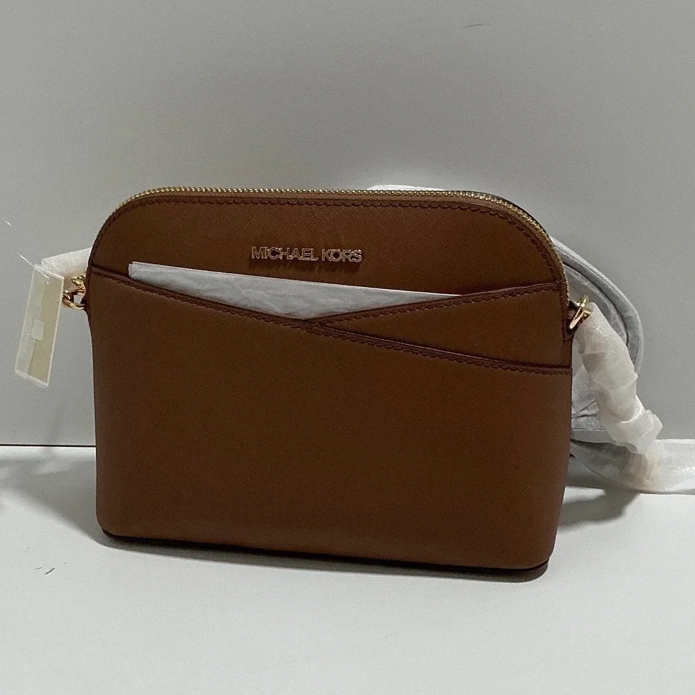 Michael Kors Jet Set Large EW Crossbody Bag Luggage Brown Saffiano Leather NEW